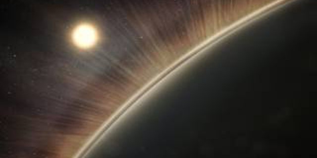 An artist's concept of the electric wind at Venus. Rays represent the paths that oxygen and hydrogen ions take as they are pulled out of the upper atmosphere. (NASA/Goddard/Conceptual Image Lab, Krystofer Kim)