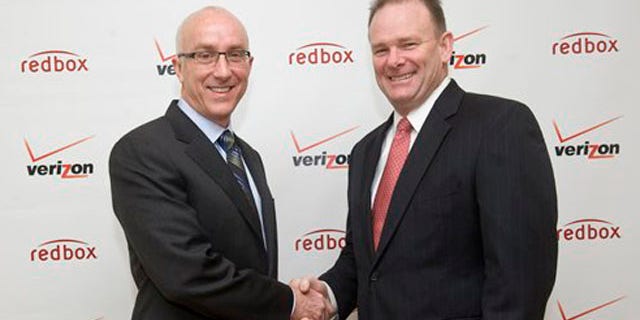 Feb. 6, 2012: Bob Mudge, right, president of Verizon Consumer and Mass Business Markets, and Paul Davis, CEO of Coinstar, Inc. announced in New York a joint venture that delivers a combination of Redbox entertainment options with an on-demand streaming service from Verizon, Inc.
