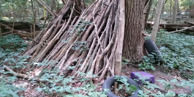 A homeless veteran's campsite found during a blitz in Jackson, MI.