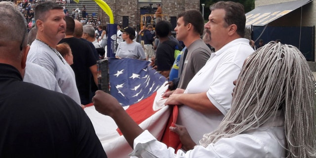Veterans hosted by Veterans Matter present the colors as a thank you at a University of Toledo football game.