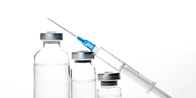Glass Medicine Vials and hualuronic collagen and flu syringe.