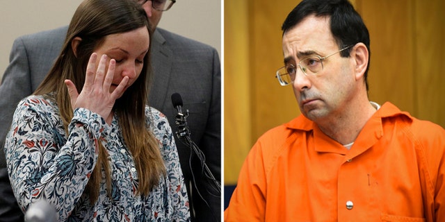 Brianne Randall-Gay speaks at the sentencing hearing for Larry Nassar, a former team USA Gymnastics doctor who pleaded guilty in November 2017 to sexual assault charges, in Lansing, Michigan, U.S., January 23, 2018.