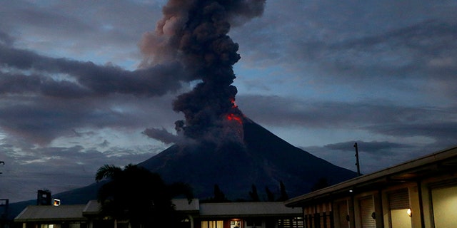 Jan. 23, 2018: Mayon has spewed fountains of red-hot lava and massive ash plumes anew in a dazzling but increasingly dangerous eruption that has sent 56,000 villagers fleeing to evacuation centers.