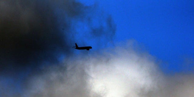 April 20: A Jet2.com Boeing 757 flies through the clouds leaving Newcastle International Airport, England. (AP)