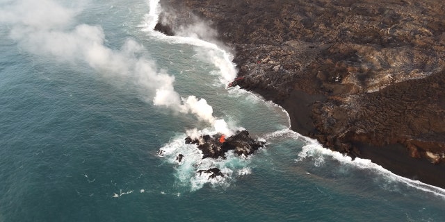 Officials said the new island was 20 to 30 feet in diameter.