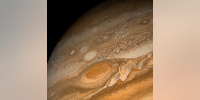 Close-up of Jupiter's Great Red Spot as seen by a Voyager spacecraft.