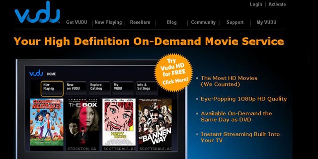 A screenshot of the Vudu Web site. The company's video-on-demand service was purchased by Wal-Mart in 2010 and debuted Tuesday, July 26, 2011.