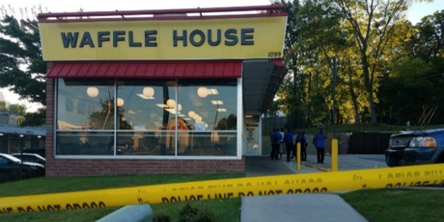 A customer was shot during a robbery Tuesday at this Waffle House in northwest Atlanta.