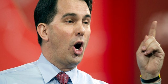 Feb. 26, 2015: Wisconsin Gov. Scott Walker speaks during the Conservative Political Action Conference (CPAC) in National Harbor, Md. (AP)