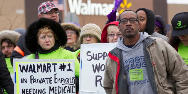 Nov. 23: Protesters demonstrate outside a Walmart store in Chicago.