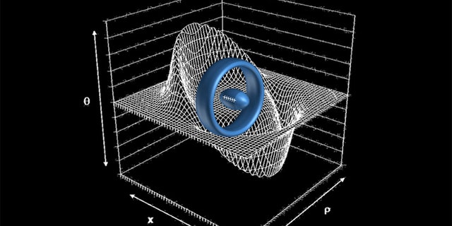A ring-shaped warp drive device could transport a football-shape starship (center) to effective speeds faster than light. The concept was first proposed by Mexican physicist Miguel Alcubierre.
