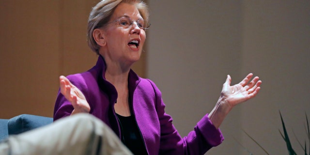 Sen. Elizabeth Warren, D-Mass., takes part in a Q-and-A with Rep. Cedric Richmond, D-La., at Dillard University in New Orleans earlier this month.