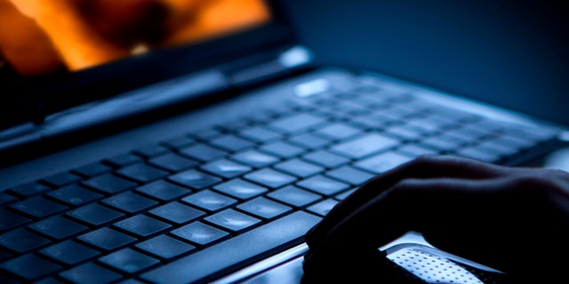 Sex on laptop computer. Pornography