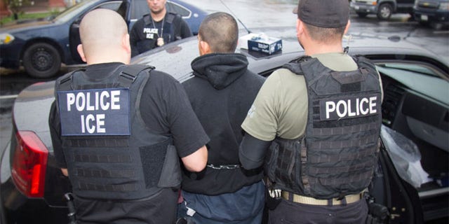 FILE 2017: A photo released by ICE shows foreign nationals being arrested this week.