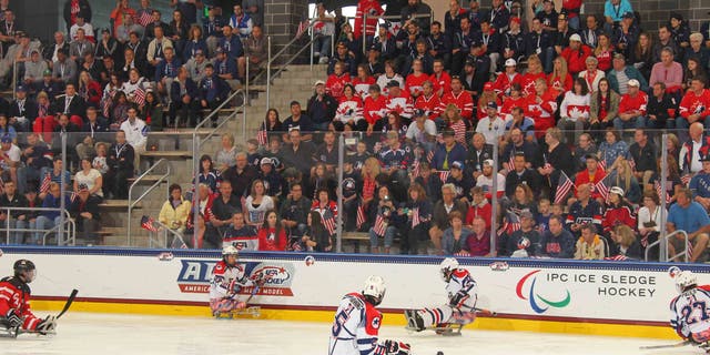 The USA v Canada gold medal game at the Harborcenter in Buffalo, NY as part of the 2015 IPC Ice Sledge Hockey World Championships A-Pool.