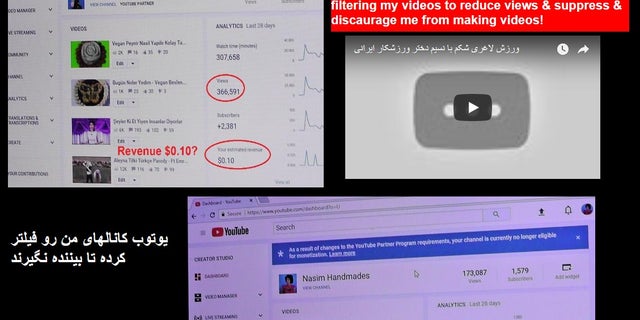 She posted screenshots of how YouTube had "de-monetized" her videos.