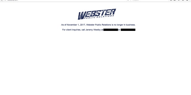 A message on Webster's website shows the company is no longer in business.