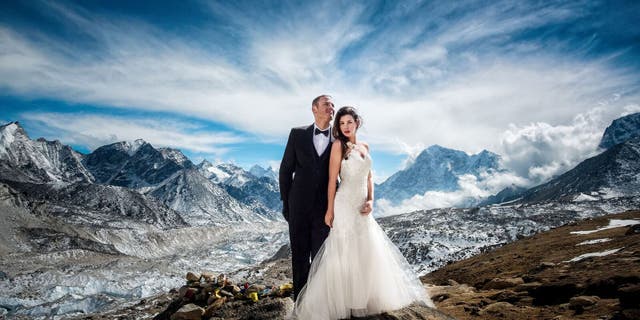 James Sissom and Ashley Schmeider trekked up Mount Everest for their dream wedding on March 16, 2017.