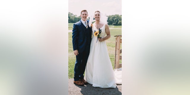 The wedding photographer said it was hard to keep from laughing during the shoot.