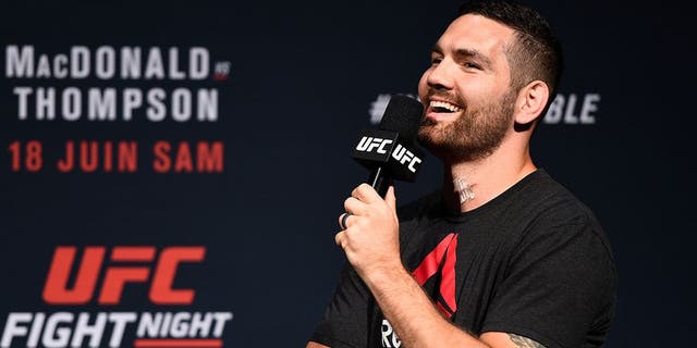 OTTAWA, ON - JUNE 17: Chris Weidman answers questions from fans during a Q&A before the UFC Fight Night Weigh-in inside the Arena at TD Place on June 17, 2016 in Ottawa, Ontario, Canada. (Photo by Jeff Bottari/Zuffa LLC/Zuffa LLC via Getty Images)