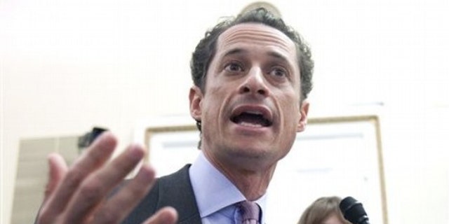 Rep. Anthony Weiner testifies on Capitol Hill in Washington Jan. 6 before the House Rules Committee.