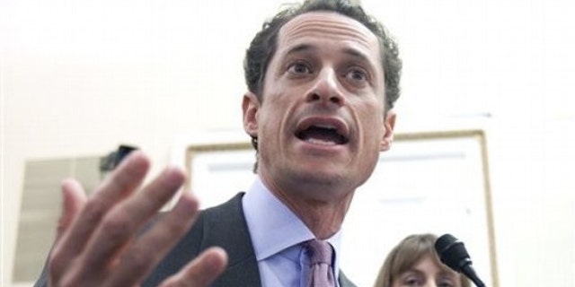 Rep. Anthony Weiner testifies on Capitol Hill in Washington Jan. 6 before the House Rules Committee.