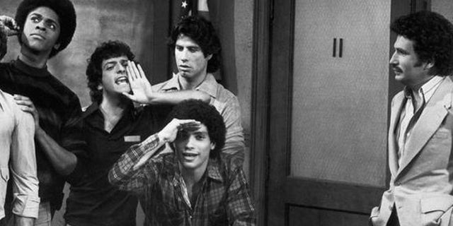 Ron Palillo (center with hand to his mouth) played Horshack on the popular 1970s sitcom 'Welcome Back Kotter.'