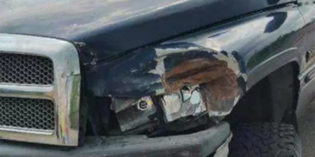 Recent damage to Welker's truck.