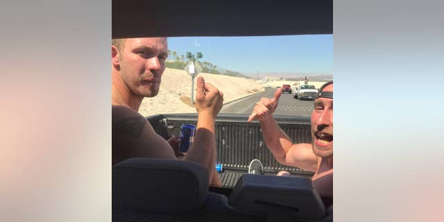 Welsh “adrenaline junkie” Arron Hughes, left, became the first person to swim across the Hoover Dam — a stunt that has claimed 275 lives in the last decade.