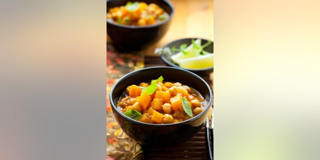 Pumpkin curry with chick-peas