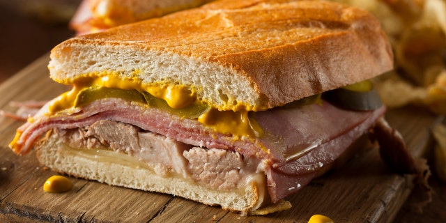 Homemade Traditional Cuban Sandwiches with Ham Pork and Cheese