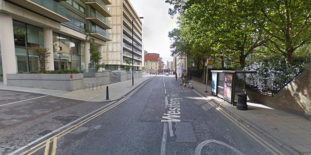 Google street view of Westferry Road in London where a woman was attacked with acid.