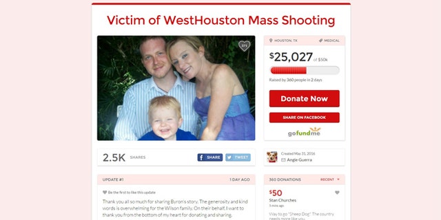 More than $25,000 has been raised online for Wilson's medical bills.