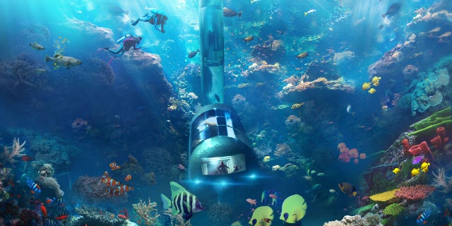 A single pod has its own entrance via surface-to-ocean elevator.