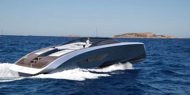 The sleekly designed Niniette has a carbon fiber-- taken from elements of Bugatti’s iconic classic cars and combined with the revolutionary hull shape of Palmer Johnson’s SuperSport series