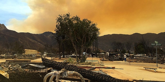 June 26, 2016: The remains of homes devastated by a wildfire in Kern County, Calif.