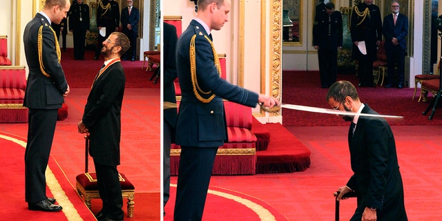 Ringo Starr was made a knight by Prince William at Buckingham Palace during an Investiture ceremony in London on Tuesday.