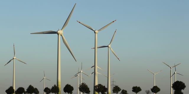 Wind turbines spin to produce electricity on Aug. 20, 2010 in Roedgen near Bitterfeld, Germany.