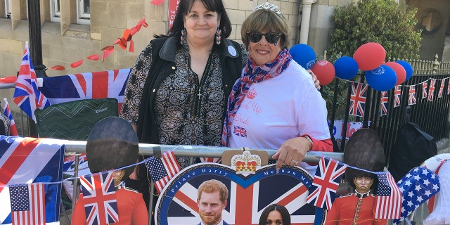 Faith Nicholson, left, at Donna Werner met and Prince William and Kate Middleton's wedding in 2011 and have reunited to camp out on the streets ahead of Prince Harry's wedding to Meghan Markle on Saturday.