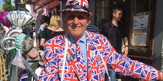 Terry Hutt, 83, has camped out for previous royal weddings and is ready to celebrate Prince Harry and Meghan Markle on Saturday.