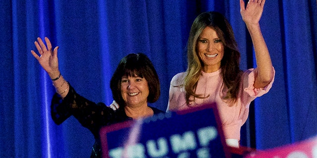 Melania Trump and Karen Pence on the campaign trail on Nov. 3, 2016, in Pennsylvania, days before the election. (Reuters)