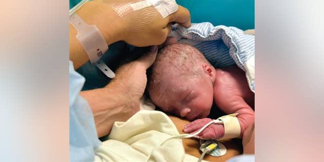 Oct. 4, 2014: In this photo provided by the Lancet, the world's first baby born to a woman with a transplanted womb, is shown after his birth in Goteborg, Sweden.
