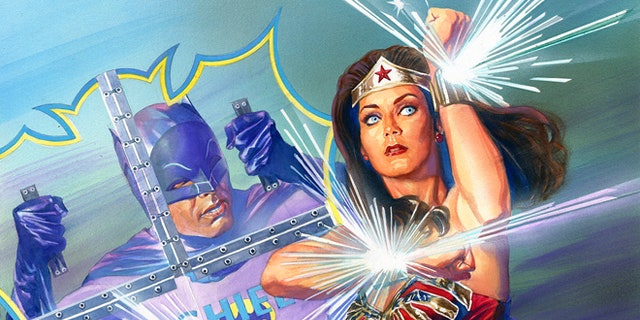 This image provided by DC Entertainment shows Batman and Wonder Woman. The colorful 1960s version of the Caped Crusader will team up with the groovy 1970s rendition of Wonder Woman in a new comic book series.
