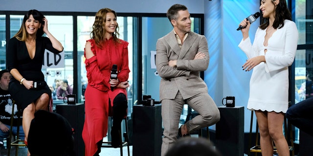 Director Patty Jenkins, from left, and actors Connie Nielsen, Chris Pine and Gal Gadot participate in the BUILD Speaker Series to discuss the film, "Wonder Woman" at AOL Studios on Tuesday, May 23, 2017, in New York.