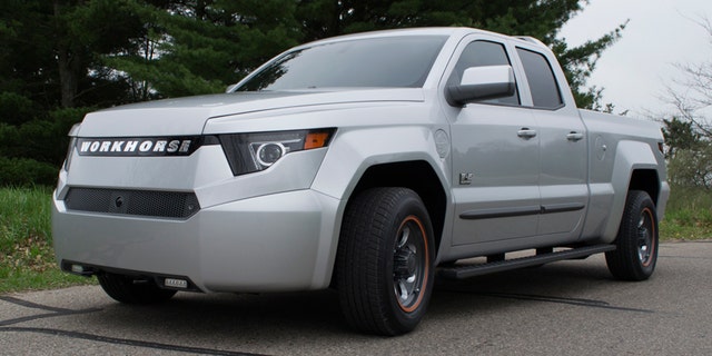 The Workhorse W-15 has a range of 80 miles per charge and a three-cylinder gasoline generator for longer trips.