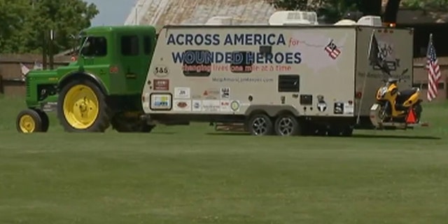 Stoltzfus has raised nearly $50,000 for vets. He is on the road nearly 14 hours a day.
