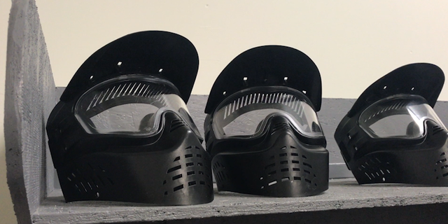 Glass and debris whiz around in the air, so participants are required to wear protective face masks at all times.
