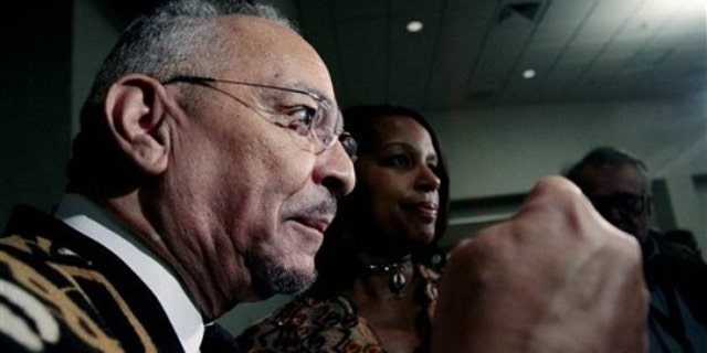 Rev. Jeremiah Wright answers a question before addressing the Veterans of the Mississippi Civil Rights Movement Conference at Jackson State University in Jackson, Miss., March 25. (AP Photo)