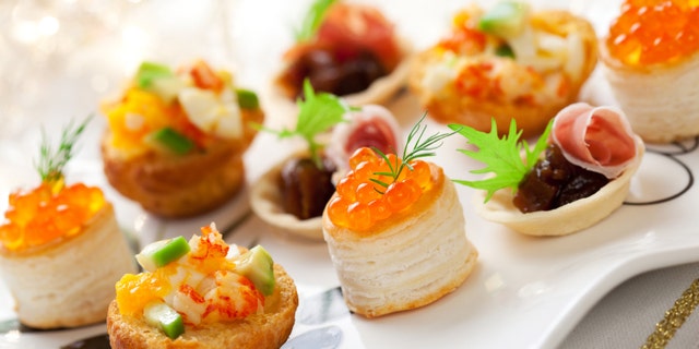 Assorted savoury holiday snacks on plate