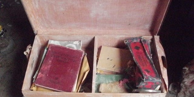 This photo, released by the Vermont State Police, shows a trunk with World War II memorabilia stolen in 2015 from the family of a World War II Army nurse.